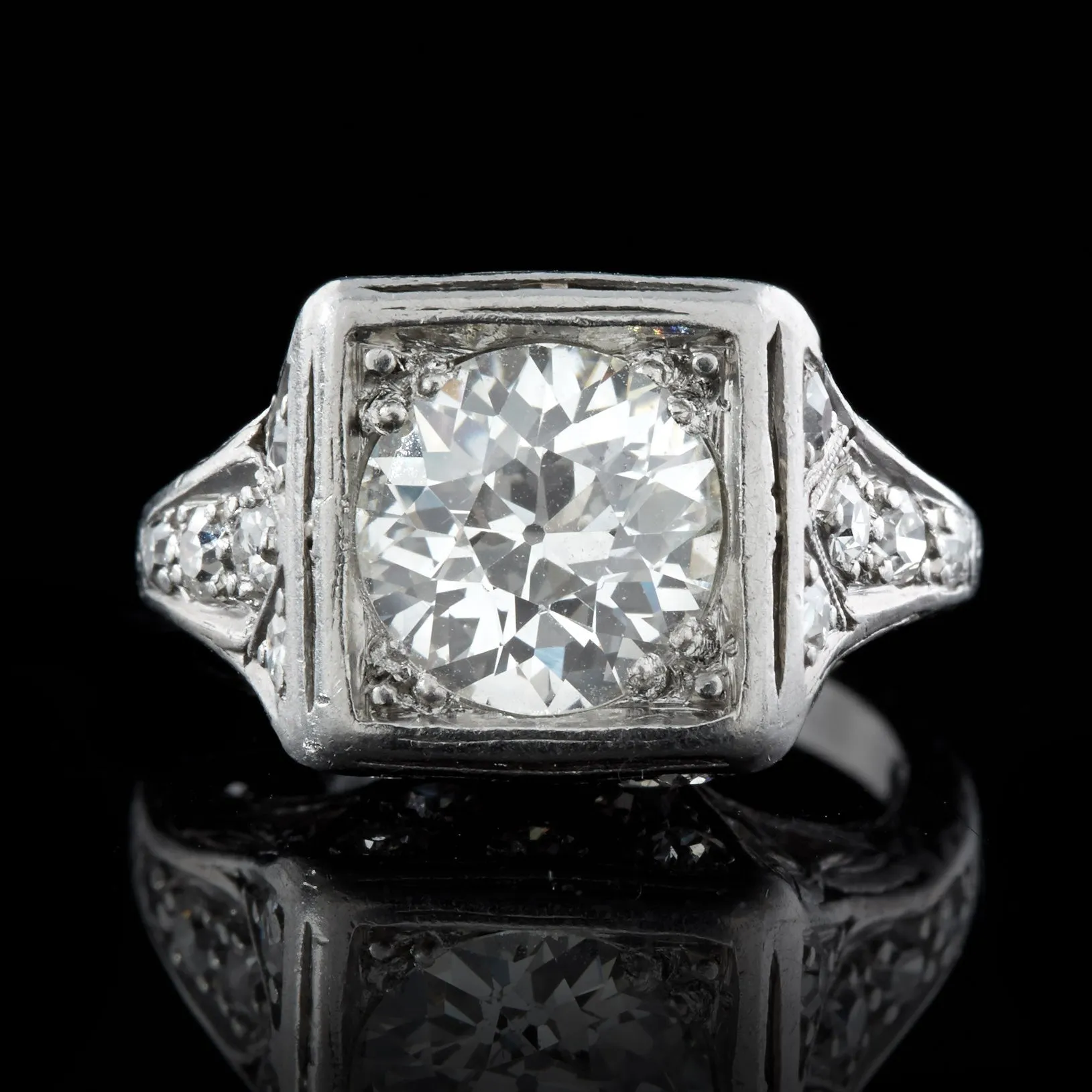 Old European Cut 1.85 Carat Diamond Ring, circa 1920s