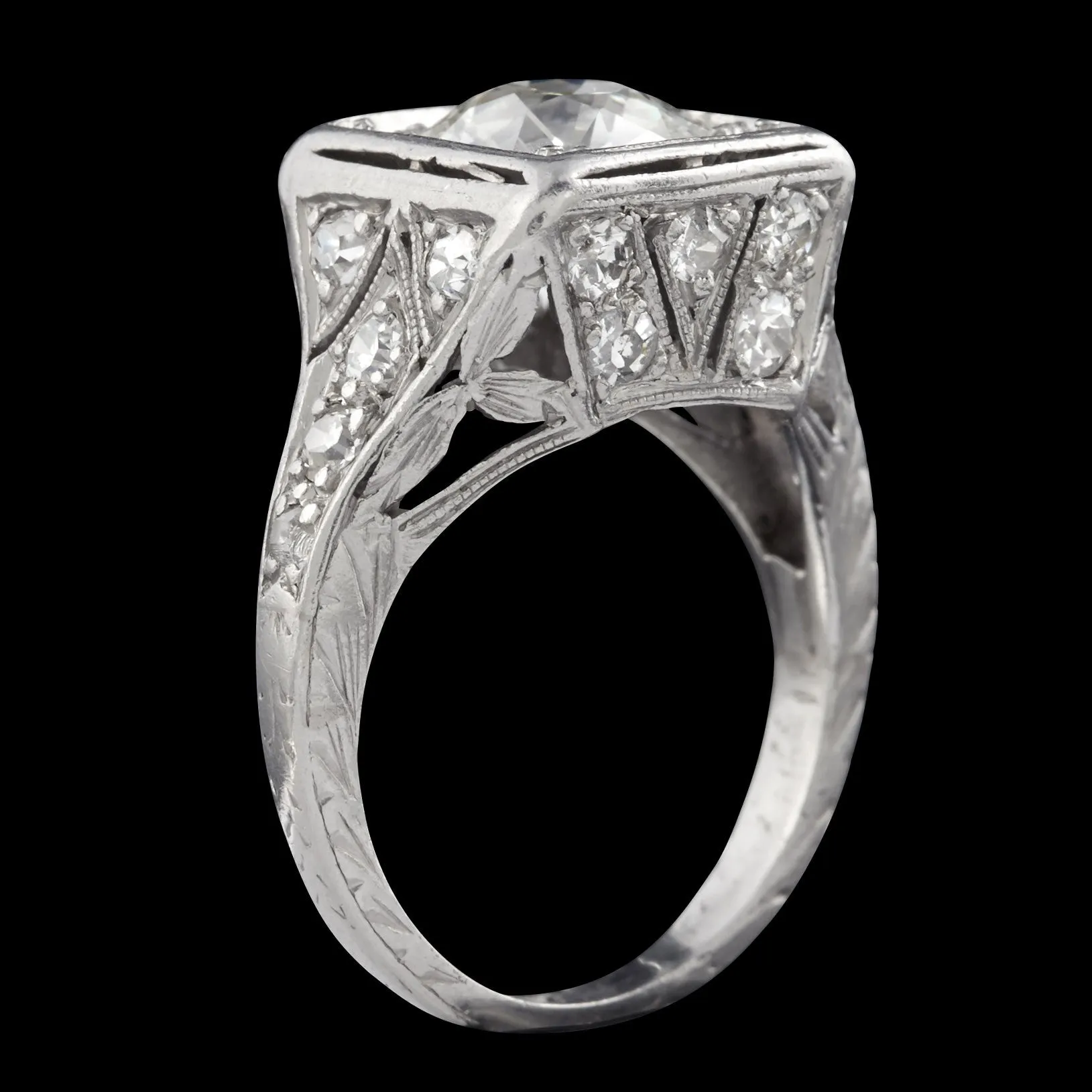 Old European Cut 1.85 Carat Diamond Ring, circa 1920s