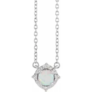 Opal Necklace with Diamond Halo