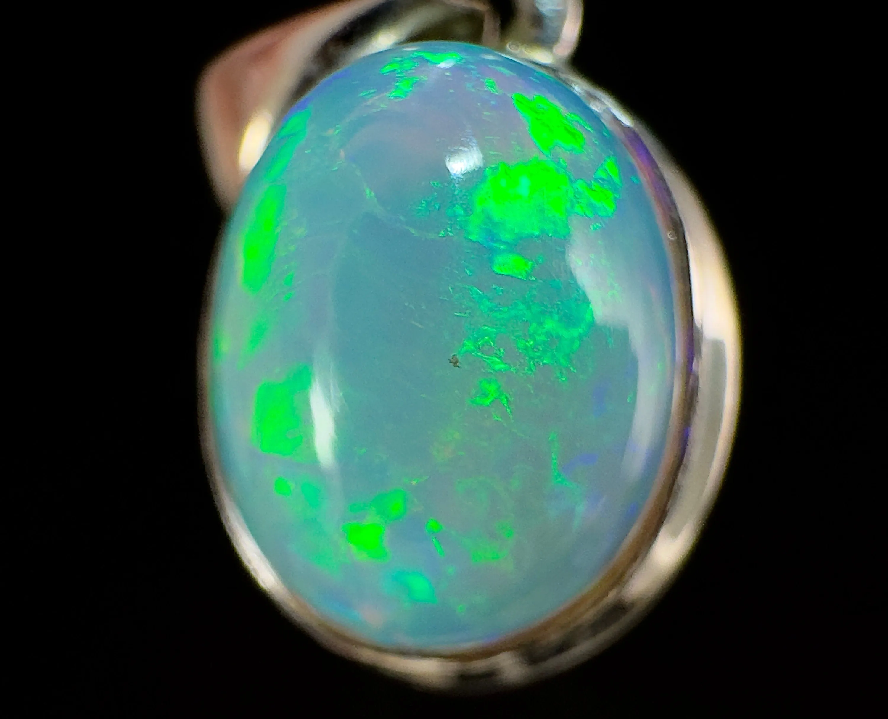 OPAL Pendant - Sterling Silver - Birthstone Jewelry, Opal Cabochon Necklace, Welo Opal, 54385