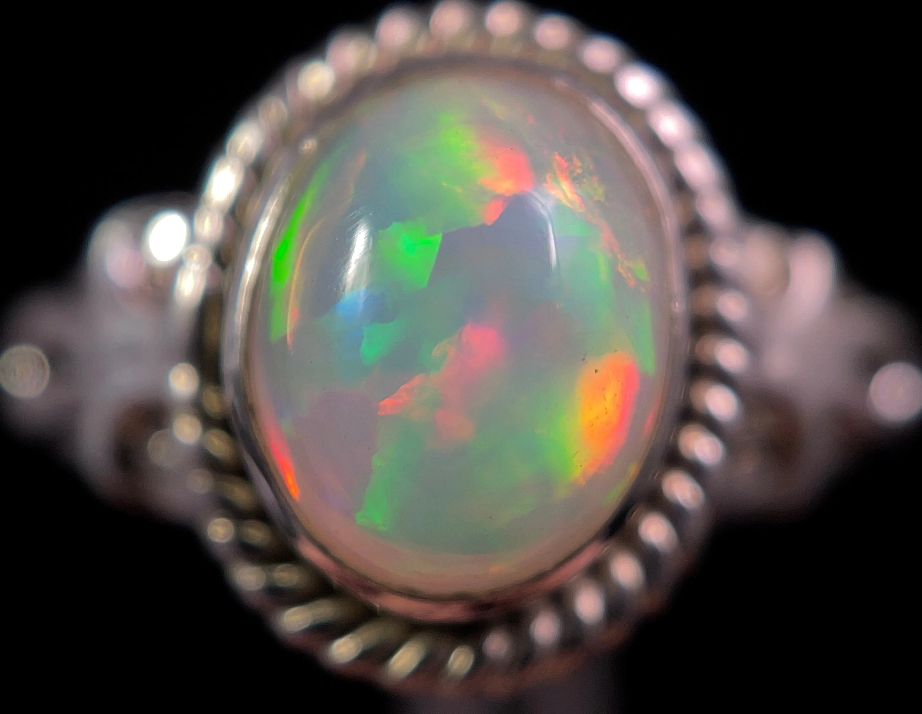 OPAL RING - Sterling Silver, Size 8 - Ethiopian Opal Rings for Women, Bridal Jewelry, Welo Opal, 49190