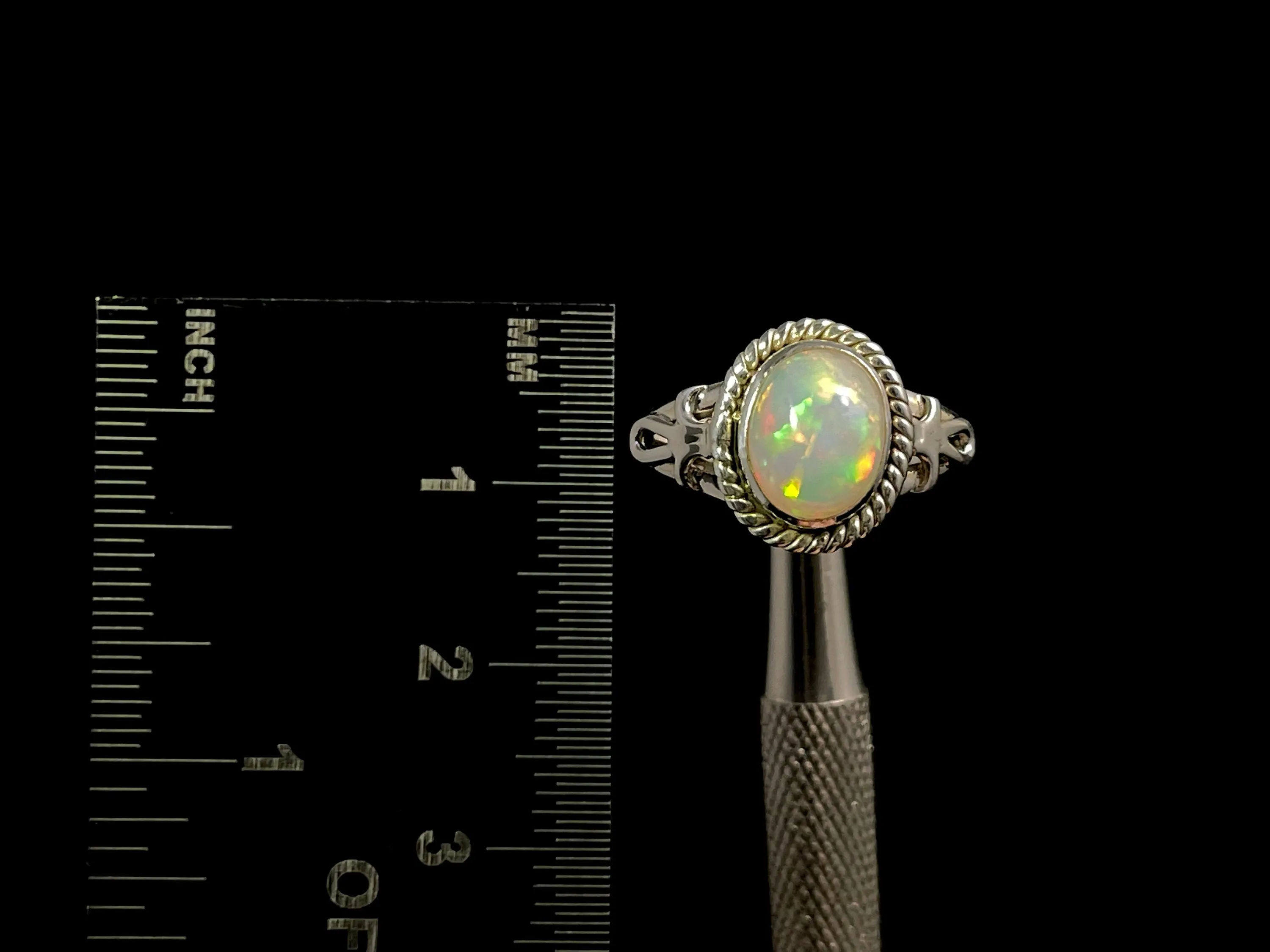 OPAL RING - Sterling Silver, Size 8 - Ethiopian Opal Rings for Women, Bridal Jewelry, Welo Opal, 49190