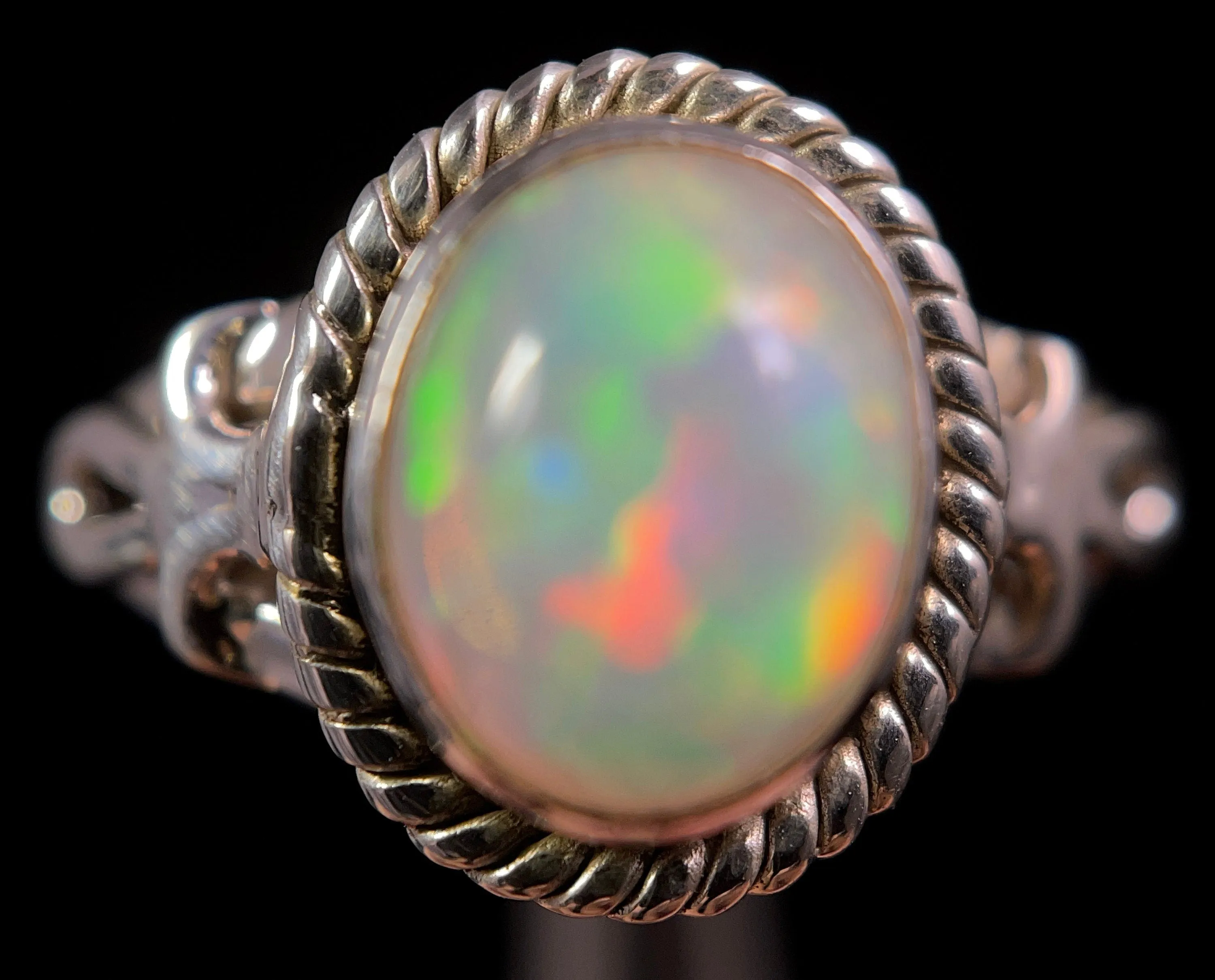 OPAL RING - Sterling Silver, Size 8 - Ethiopian Opal Rings for Women, Bridal Jewelry, Welo Opal, 49190