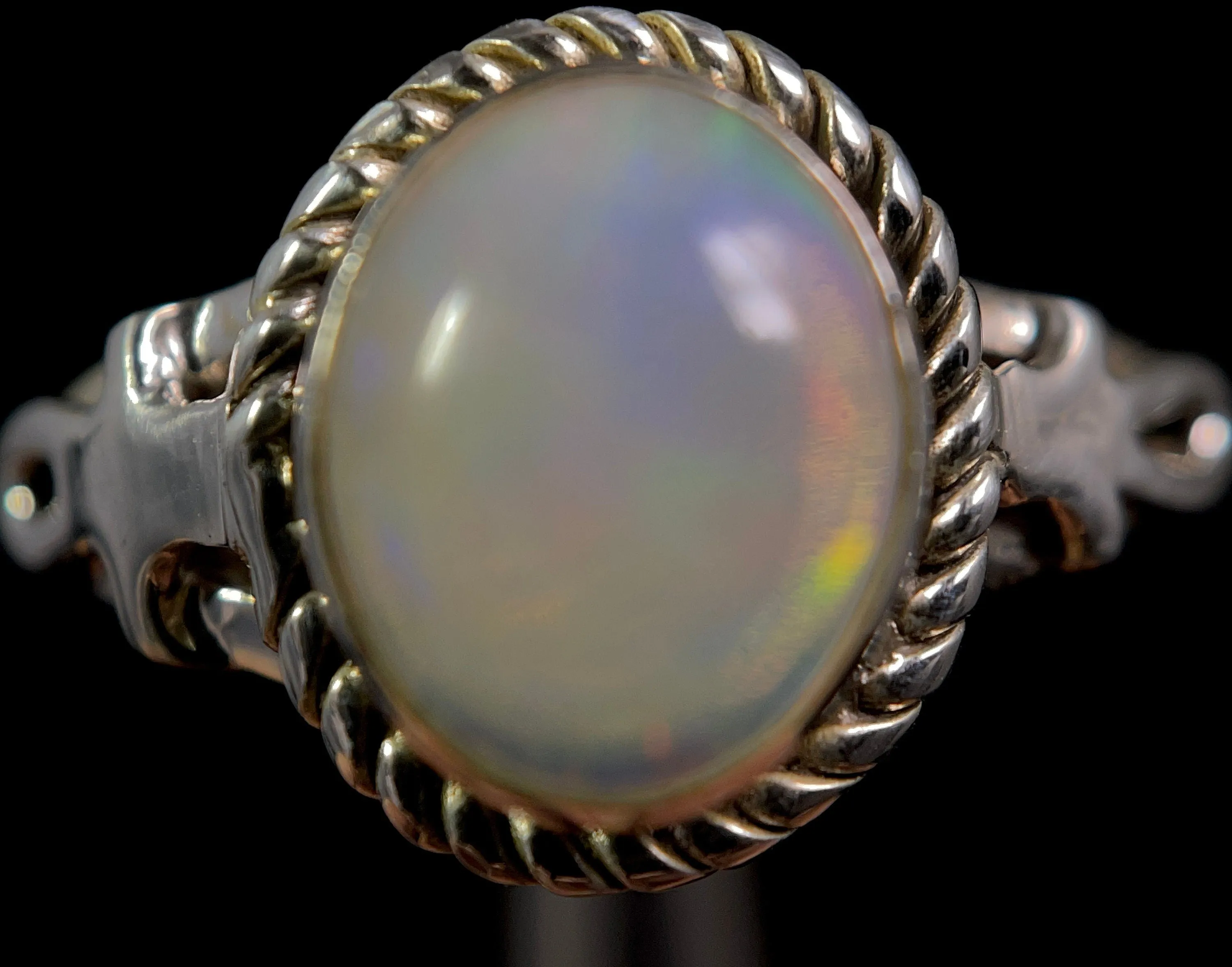 OPAL RING - Sterling Silver, Size 9.5 - Ethiopian Opal Rings for Women, Bridal Jewelry, Welo Opal, 49169