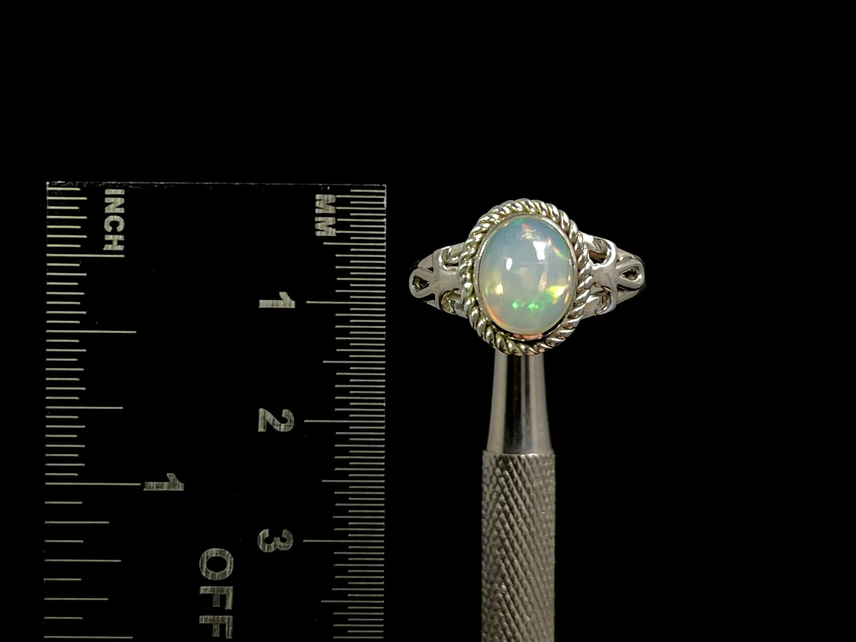 OPAL RING - Sterling Silver, Size 9.5 - Ethiopian Opal Rings for Women, Bridal Jewelry, Welo Opal, 49178