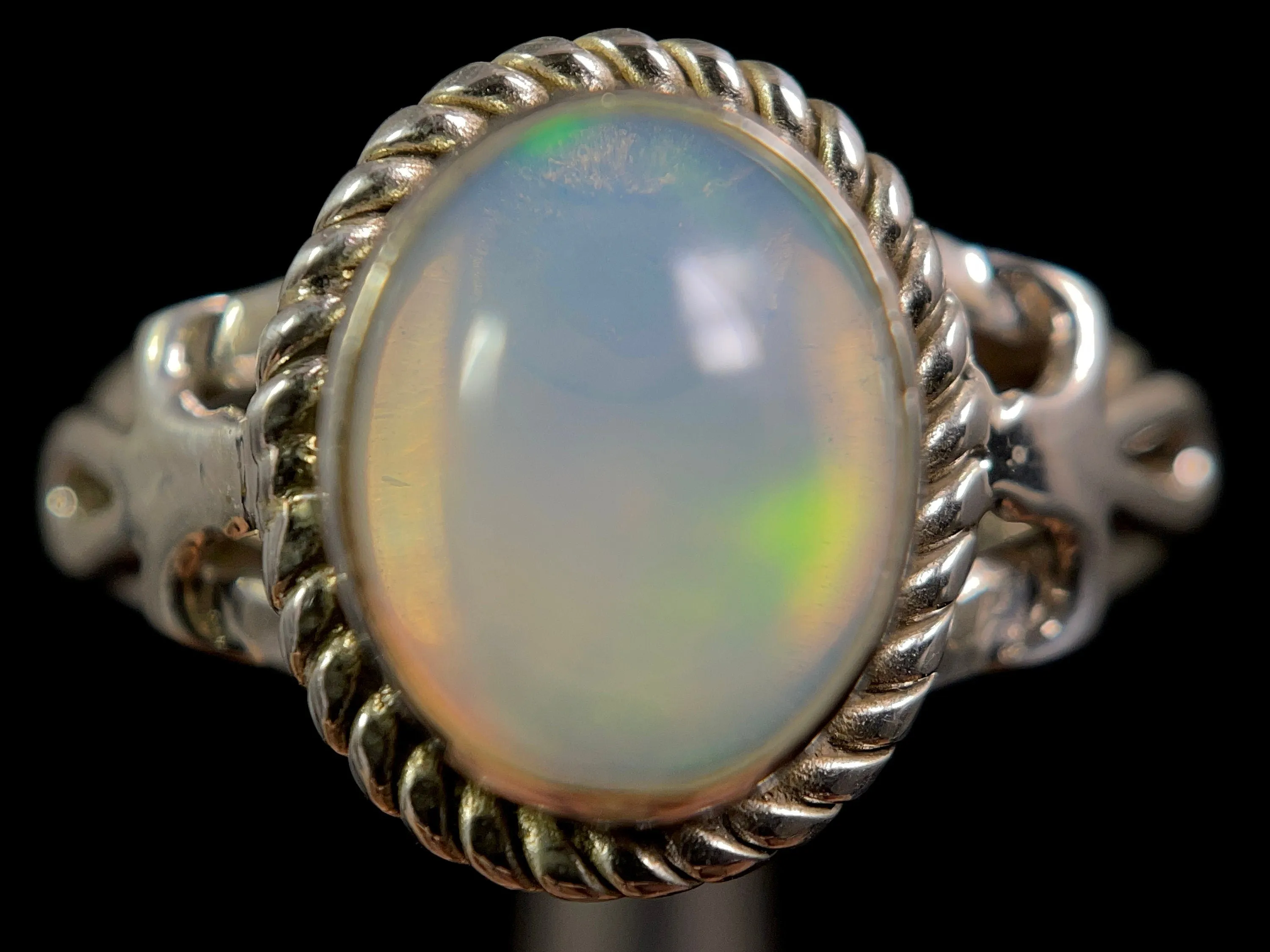 OPAL RING - Sterling Silver, Size 9.5 - Ethiopian Opal Rings for Women, Bridal Jewelry, Welo Opal, 49178