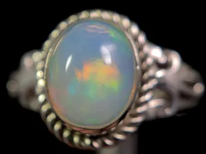 OPAL RING - Sterling Silver, Size 9.5 - Ethiopian Opal Rings for Women, Bridal Jewelry, Welo Opal, 49178