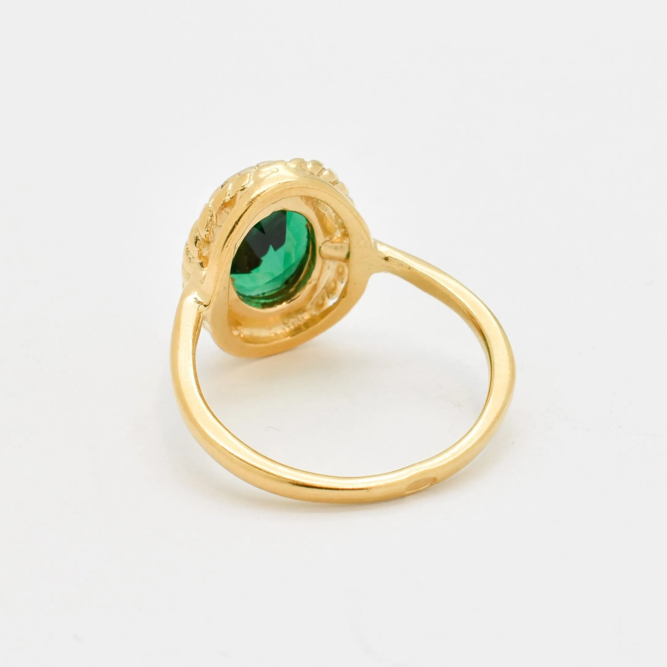 Oval Emerald Gold Ring - Antique Ring, Emerald Vintage Ring, Solitaire Emerald Ring