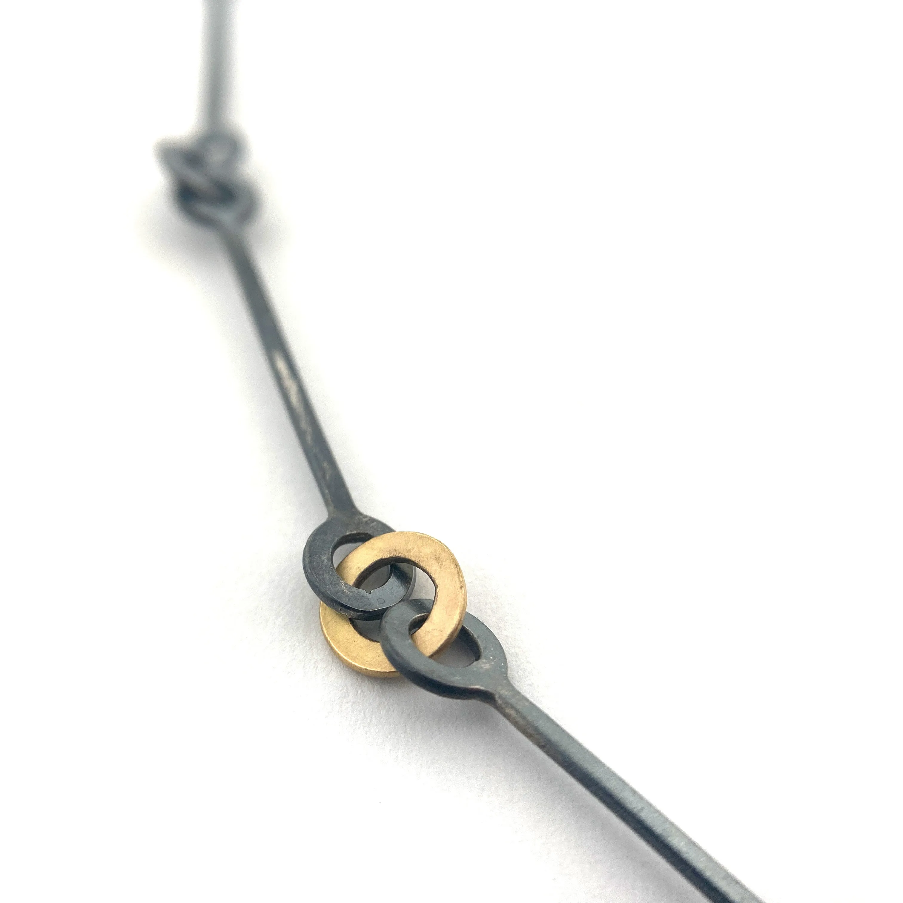 Oxidized and Gold Chain Link Necklace