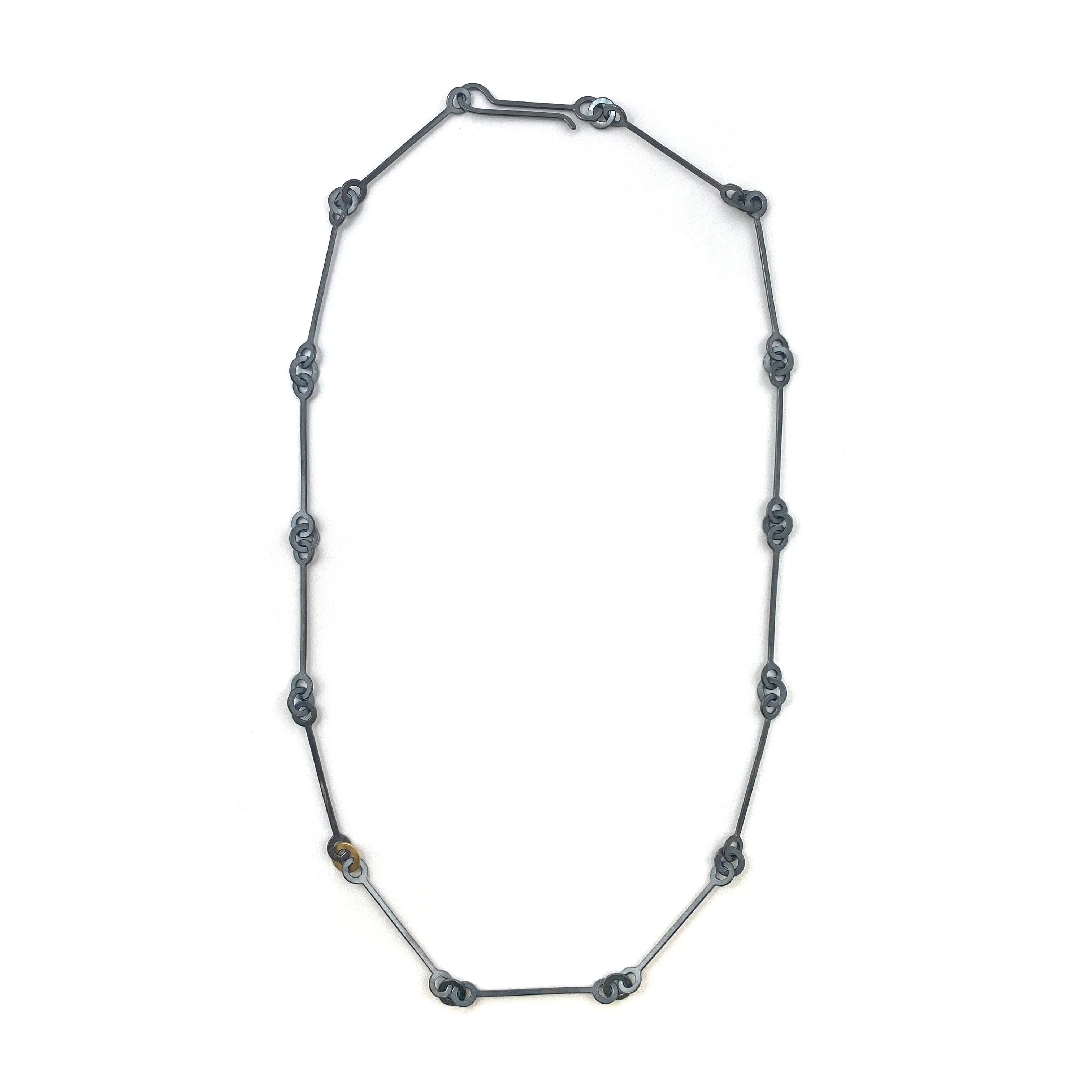 Oxidized and Gold Chain Link Necklace