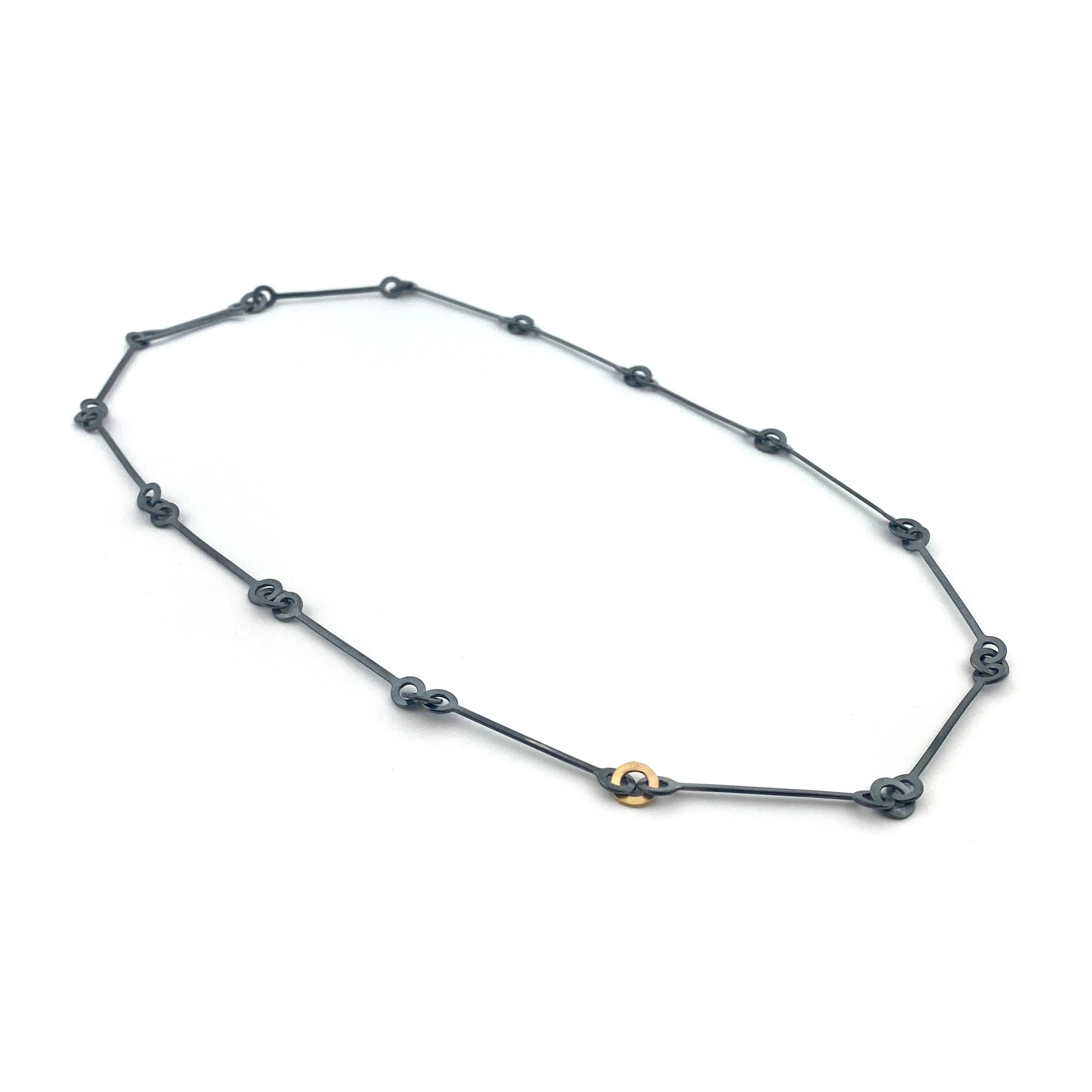 Oxidized and Gold Chain Link Necklace