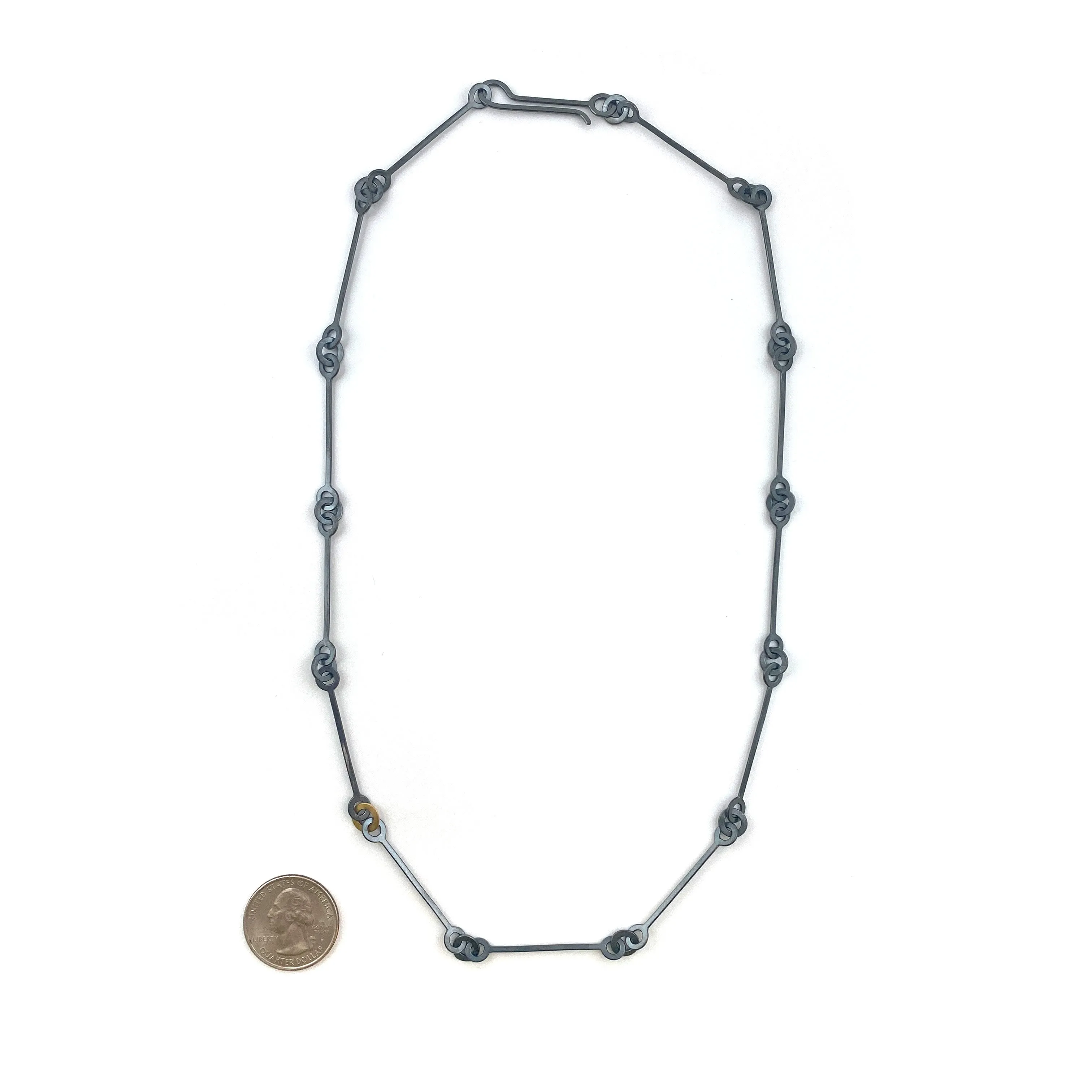 Oxidized and Gold Chain Link Necklace