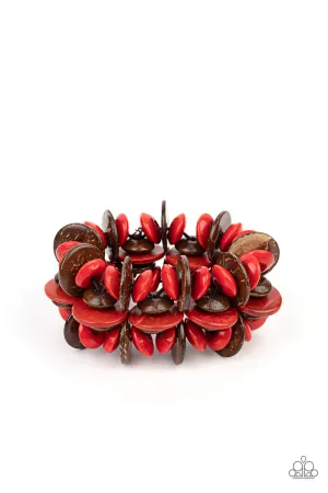 PAPARAZZI Caribbean Canopy - Red Wood Bracelet