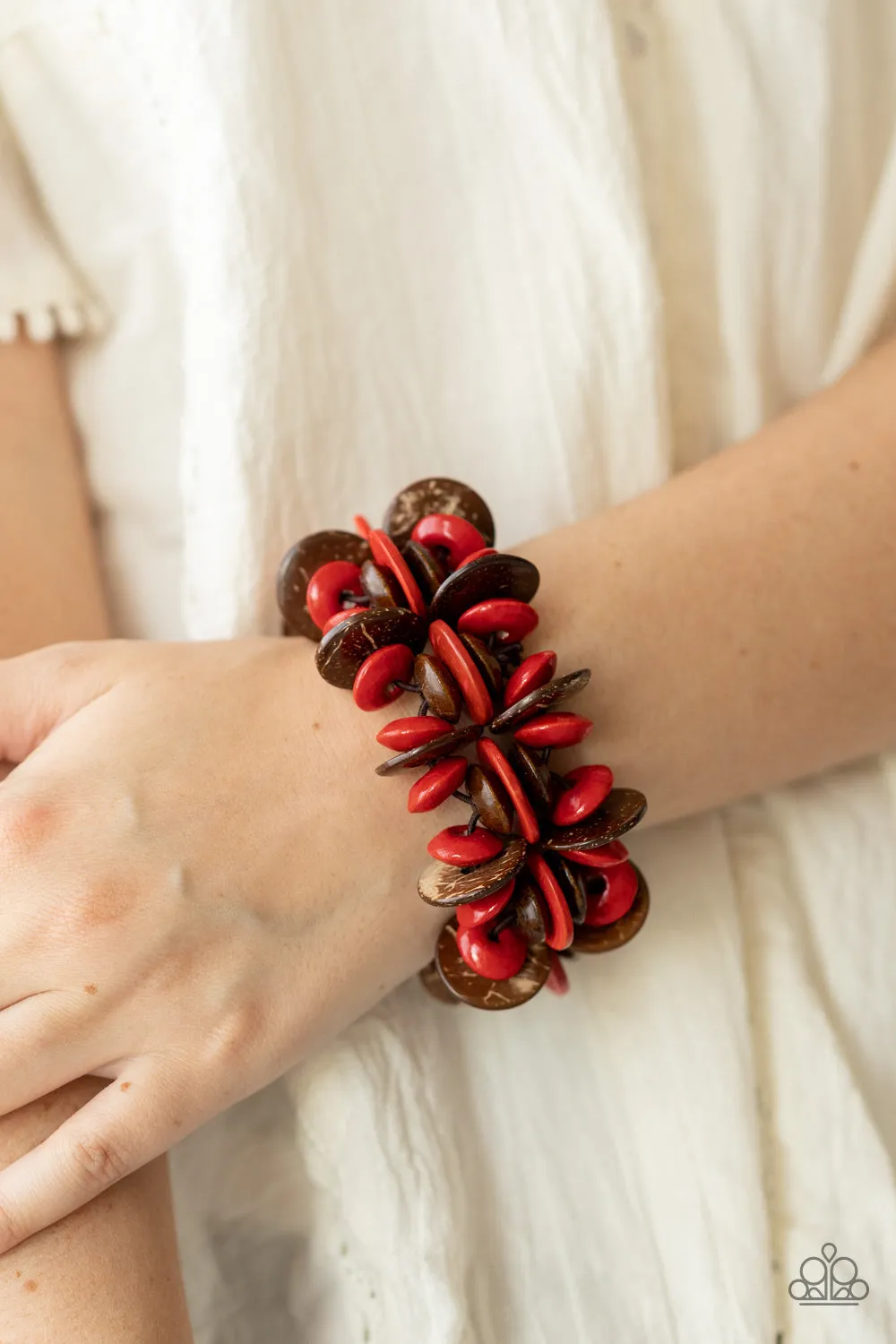 PAPARAZZI Caribbean Canopy - Red Wood Bracelet