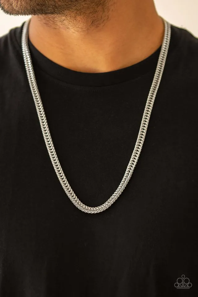 Paparazzi Necklace ~ Knockout King - Silver