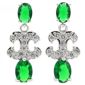 Petite Sterling Silver Created Emerald CZ Wedding Earrings