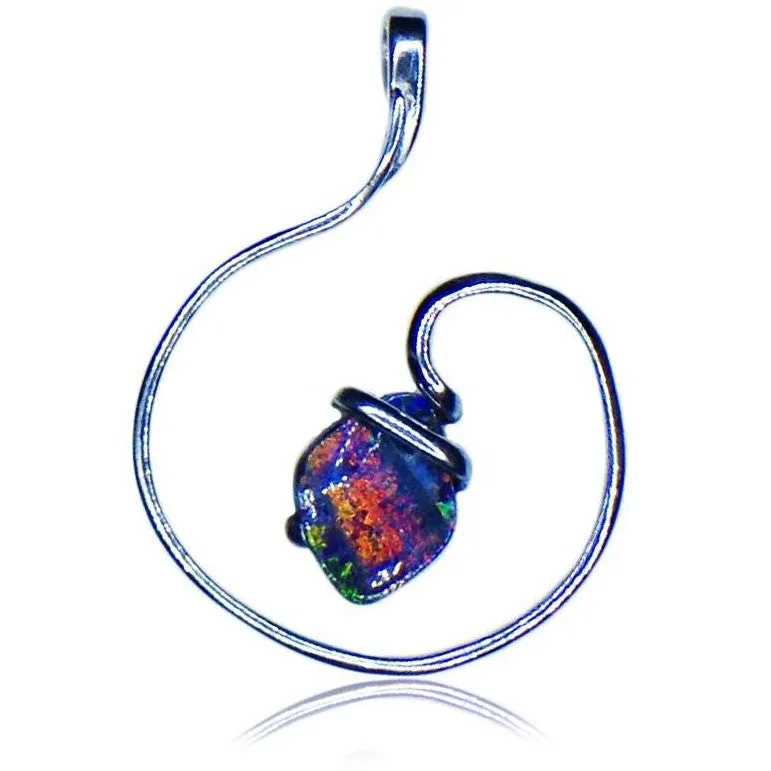 Pink Multi Coloured Opal Pendant