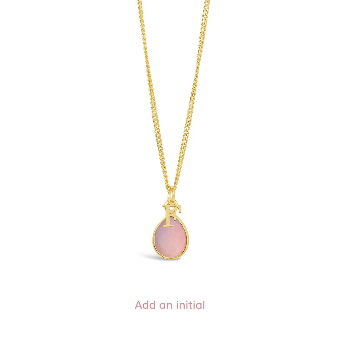 Pink Opal Charm Necklace | Gold - October