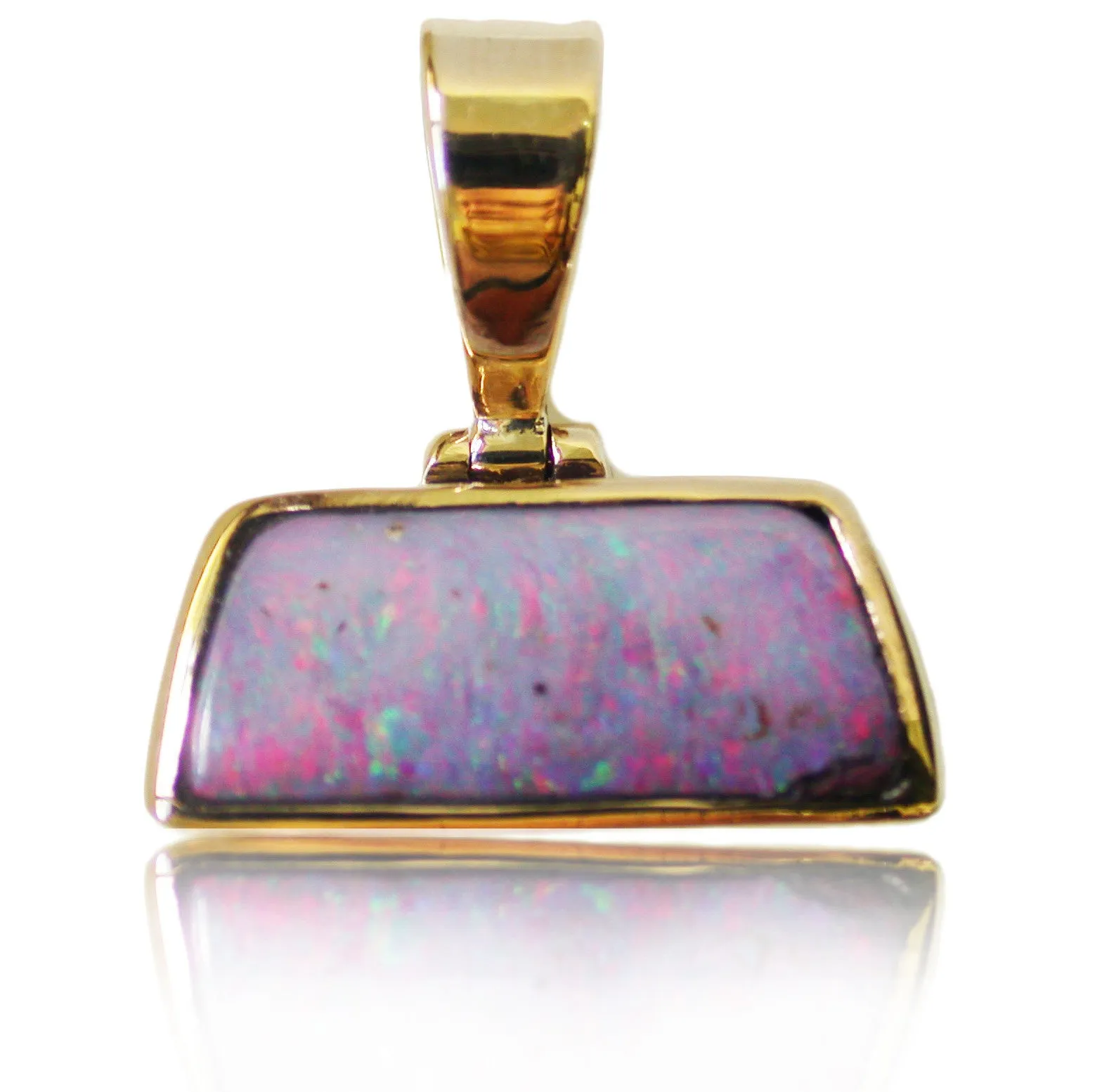 Pink pastel 9k boulder opal pendant