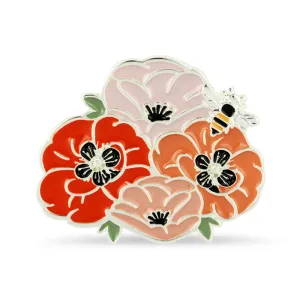 Poppy Cluster & Bee Brooch