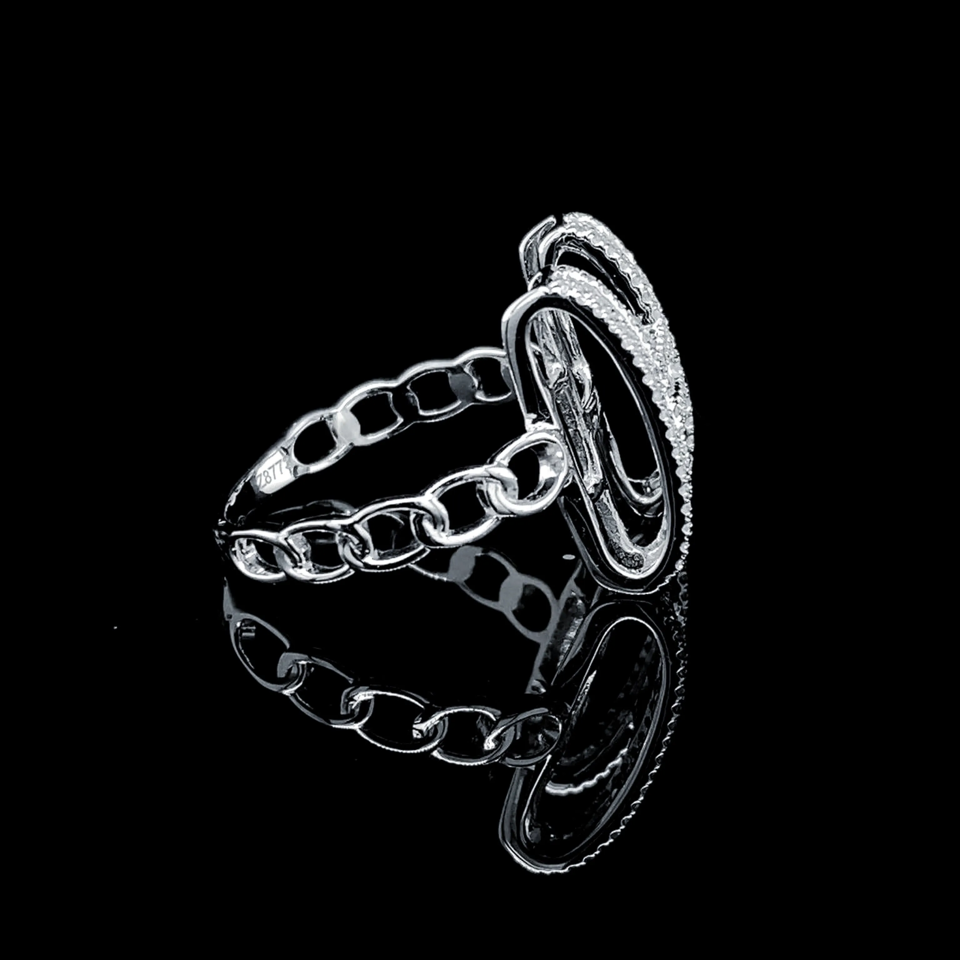 PREORDER | Letter H Chain Paved Diamond Ring 14kt