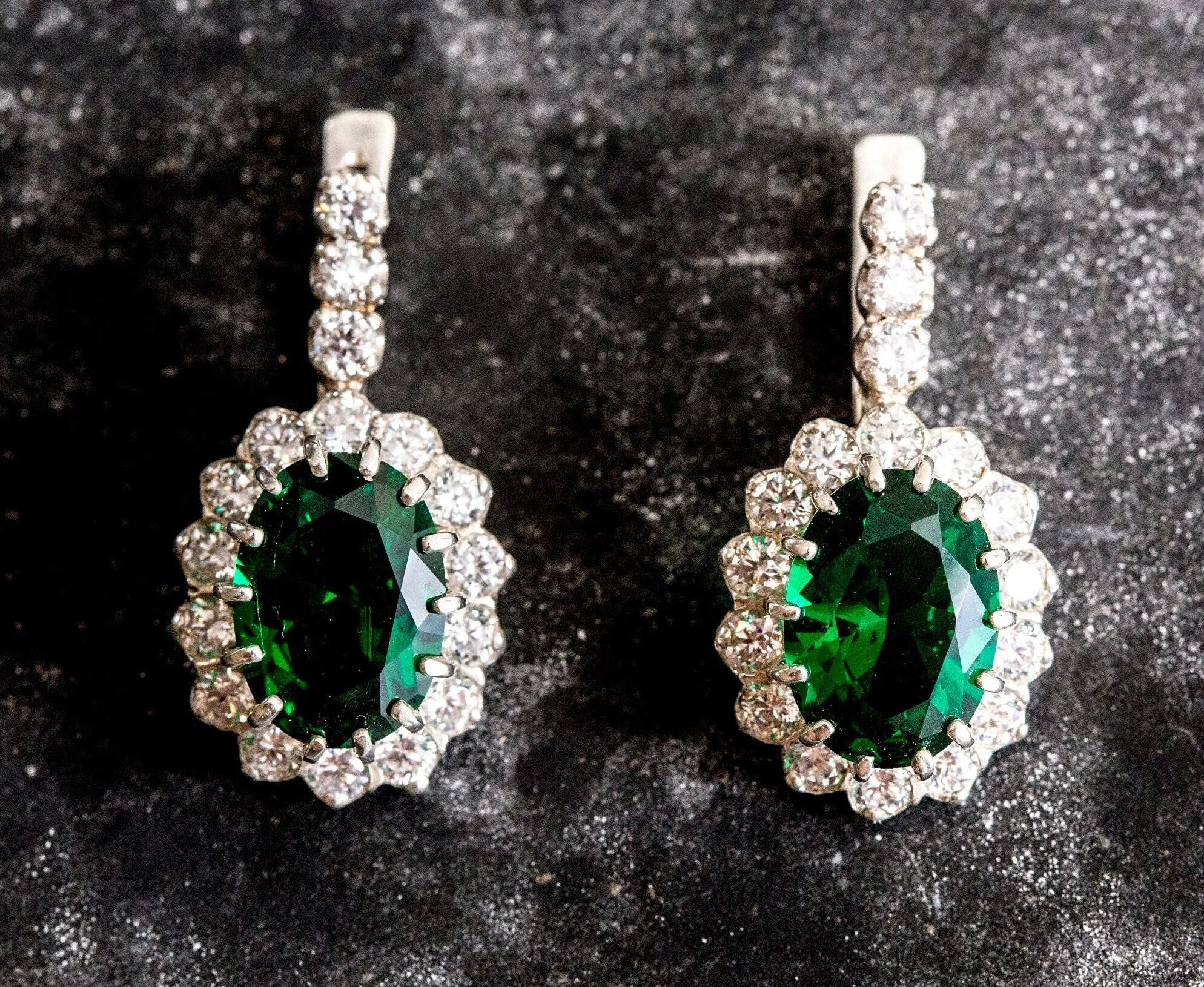 Princess Diana Earrings - Victorian Emerald Earrings - Green Statement Earrings