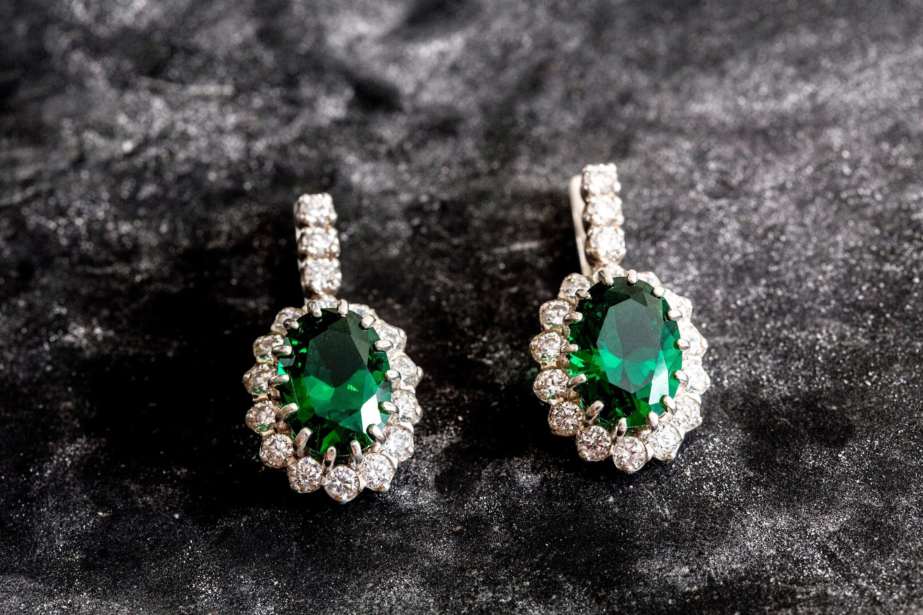 Princess Diana Earrings - Victorian Emerald Earrings - Green Statement Earrings