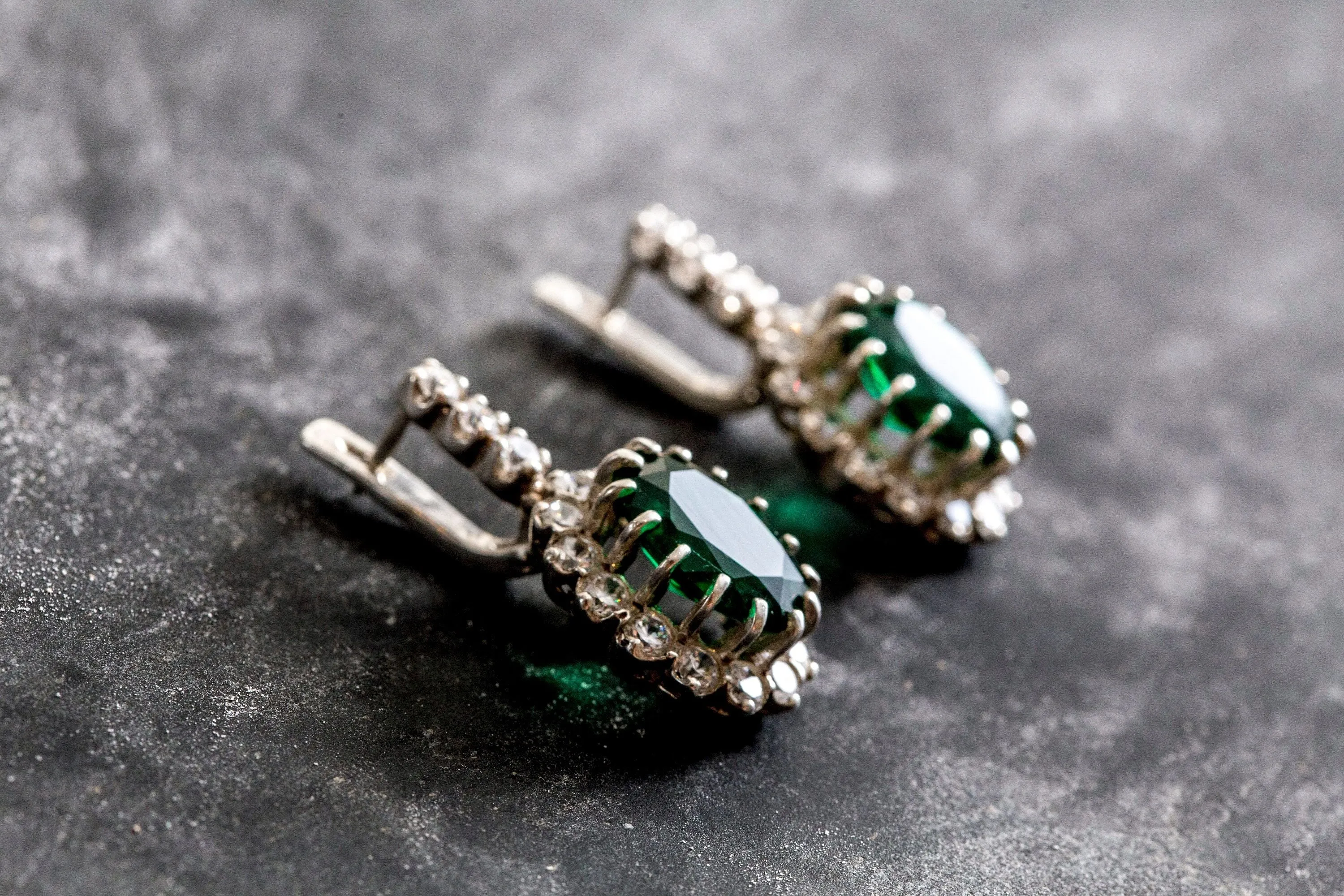 Princess Diana Earrings - Victorian Emerald Earrings - Green Statement Earrings