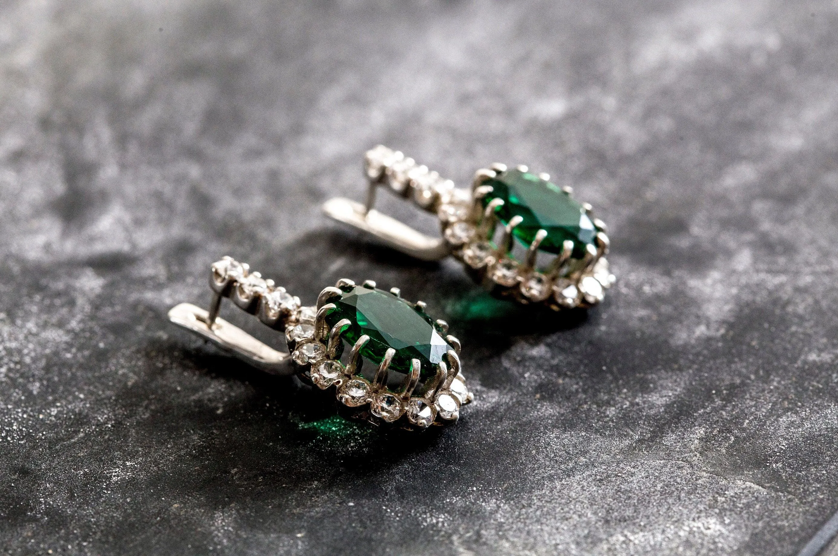 Princess Diana Earrings - Victorian Emerald Earrings - Green Statement Earrings