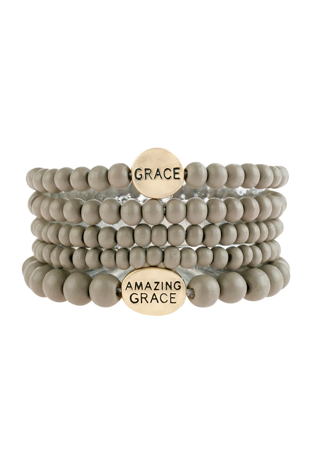 "GRACE" WOOD STACKABLE BEADED BRACELET