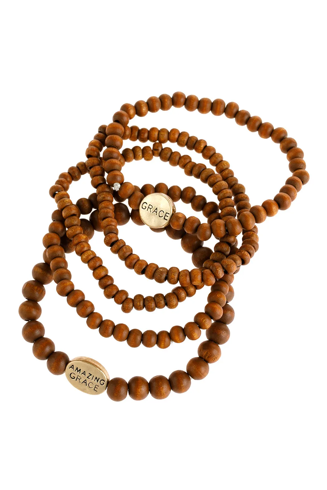 "GRACE" WOOD STACKABLE BEADED BRACELET