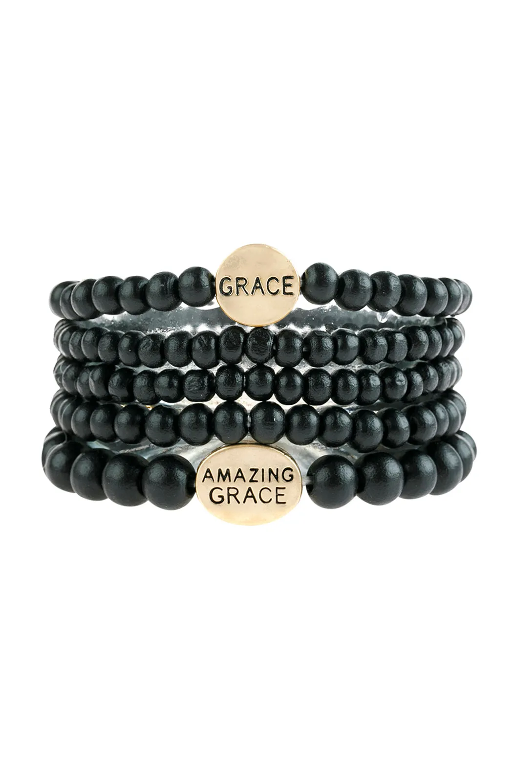 "GRACE" WOOD STACKABLE BEADED BRACELET