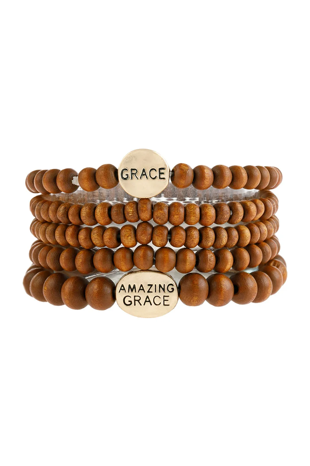 "GRACE" WOOD STACKABLE BEADED BRACELET