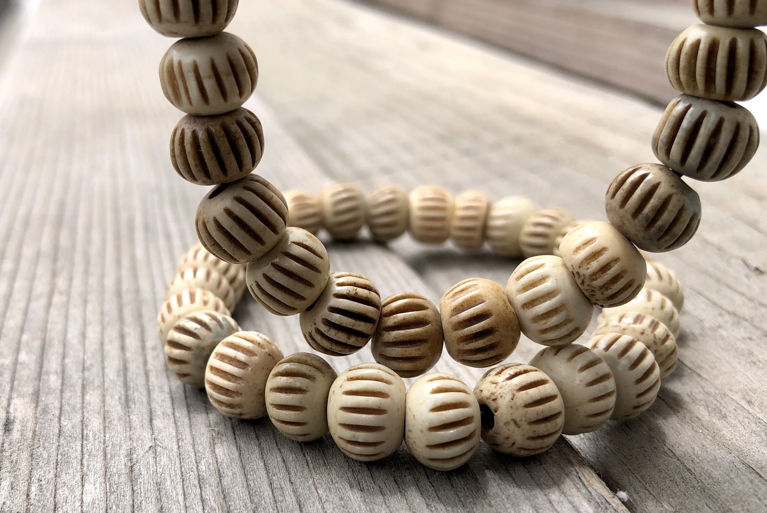 Recycled Bone & Wood Beaded Bracelet