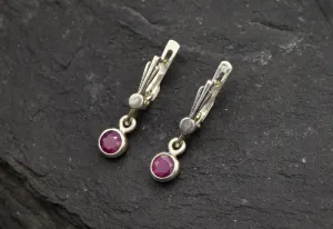 Red Dangling Earrings - Genuine Ruby Earrings - Long Purple Earrings