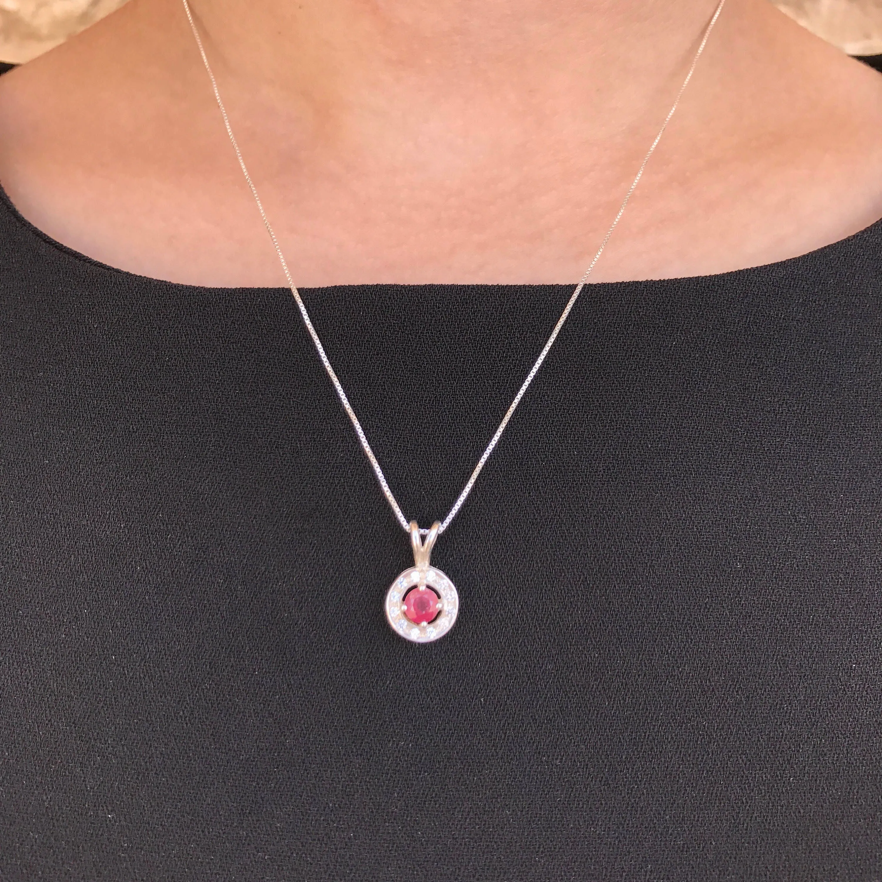 Red Ruby Pendant - Natural Ruby Necklace, July Birthstone Pendant