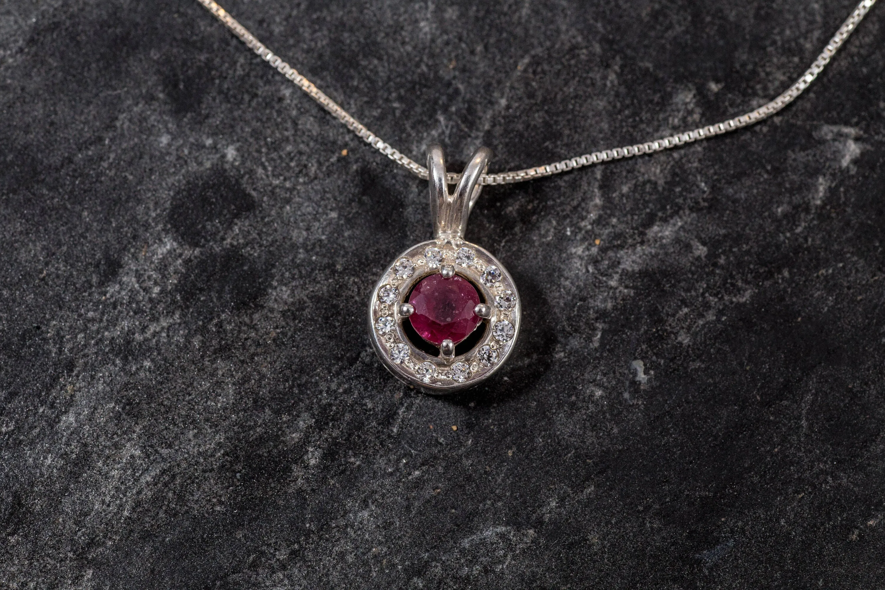 Red Ruby Pendant - Natural Ruby Necklace, July Birthstone Pendant