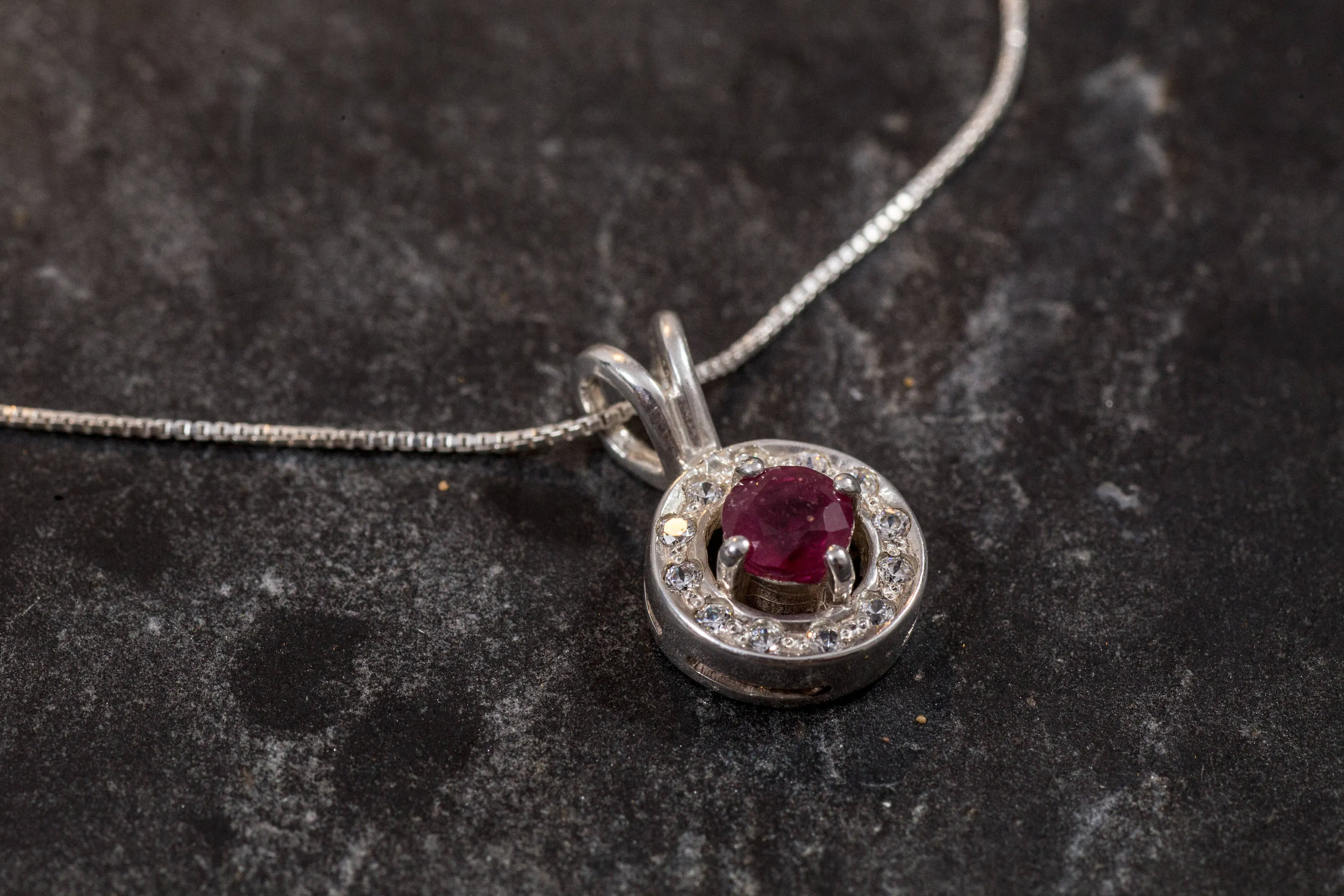 Red Ruby Pendant - Natural Ruby Necklace, July Birthstone Pendant