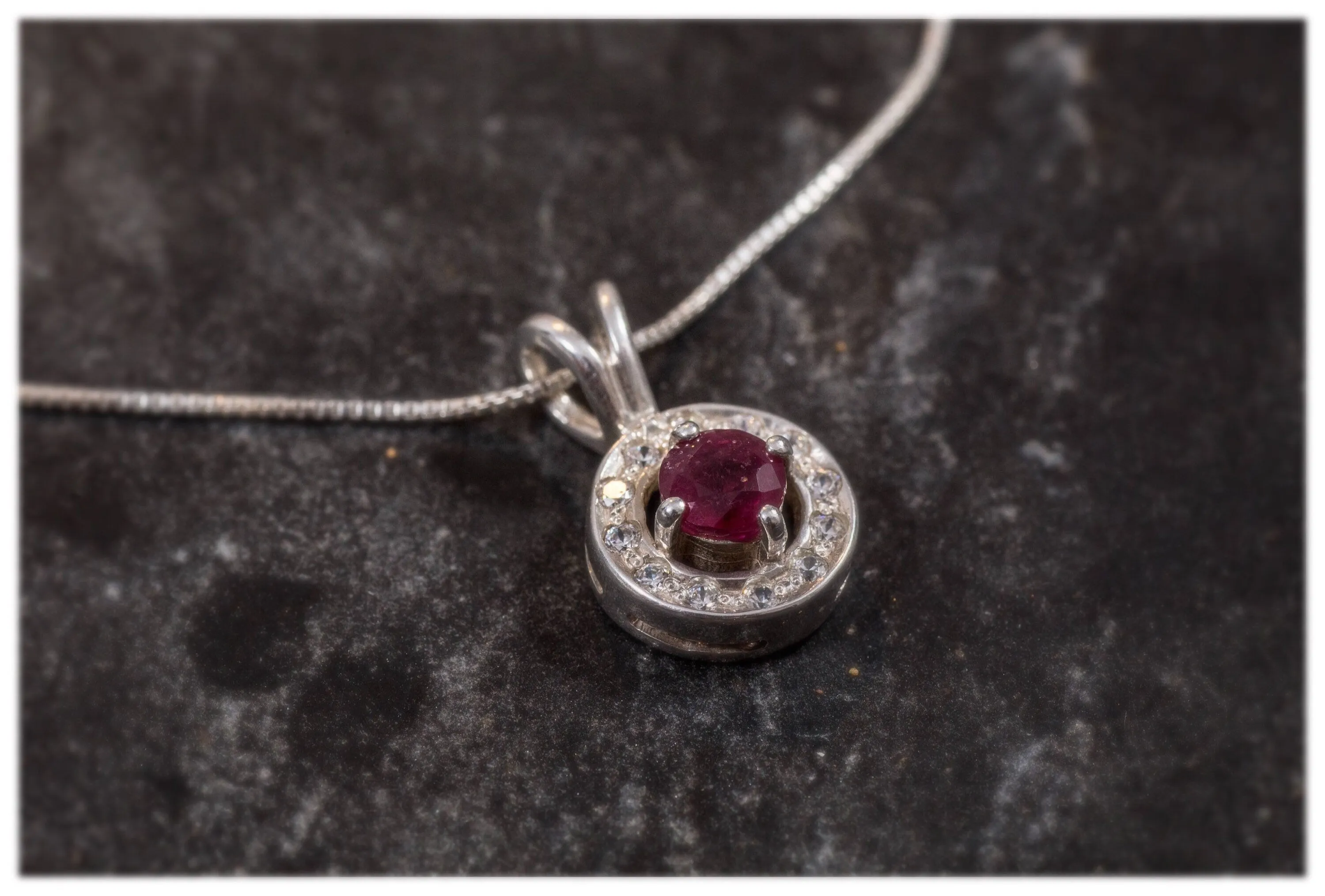 Red Ruby Pendant - Natural Ruby Necklace, July Birthstone Pendant