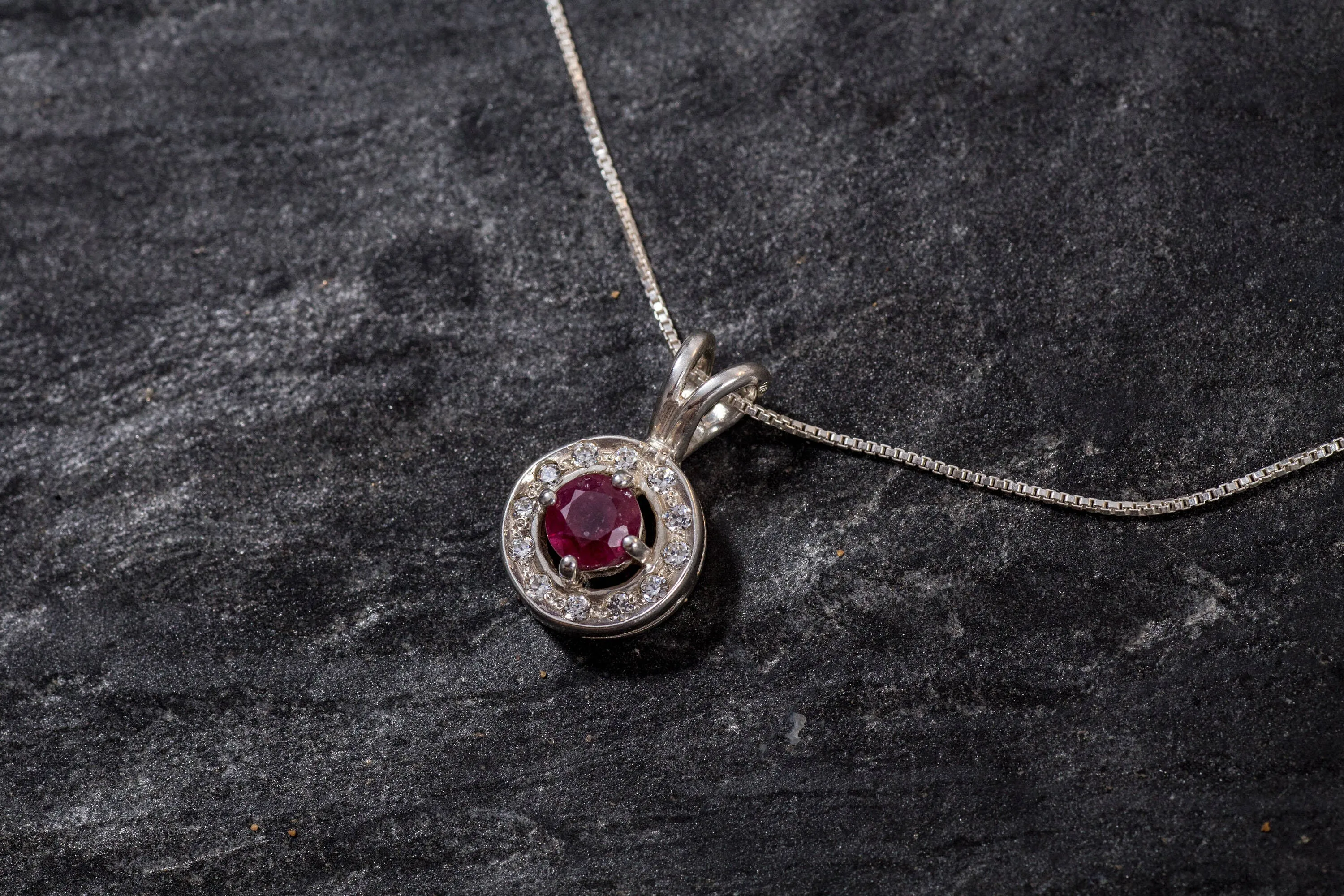 Red Ruby Pendant - Natural Ruby Necklace, July Birthstone Pendant