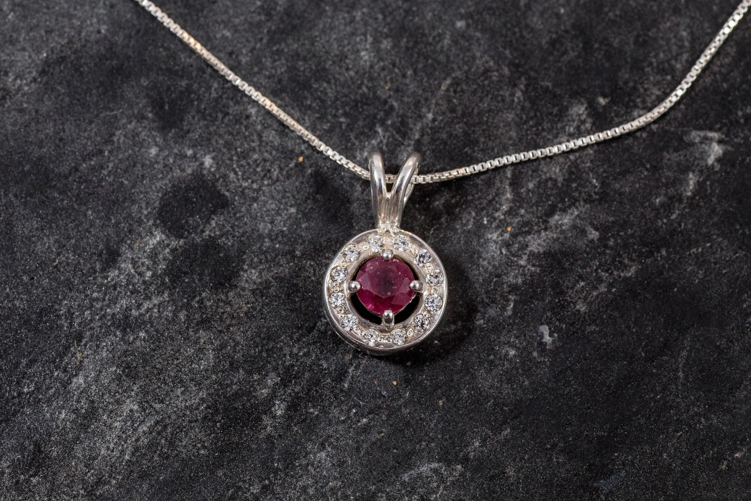 Red Ruby Pendant - Natural Ruby Necklace, July Birthstone Pendant