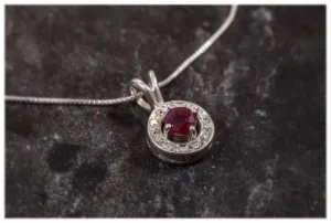 Red Ruby Pendant - Natural Ruby Necklace, July Birthstone Pendant