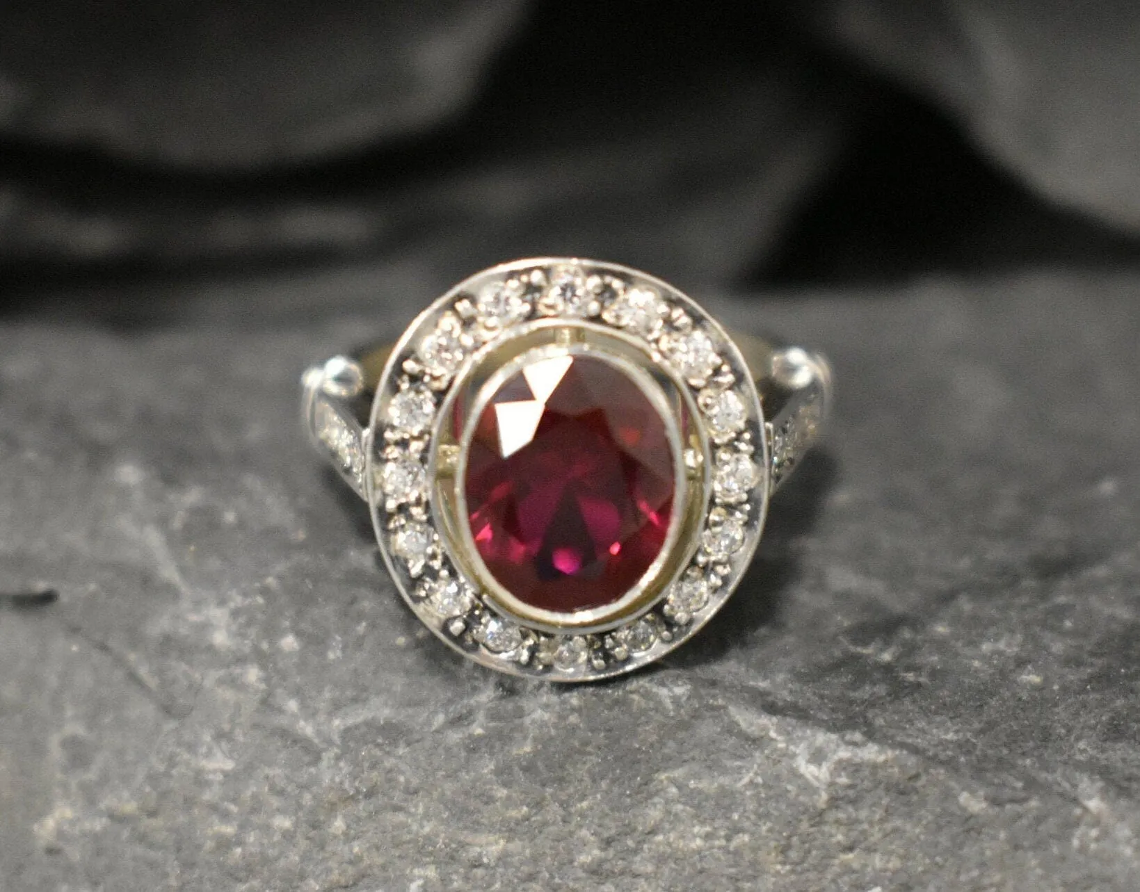 Red Ruby Ring - Victorian Engagement Ring - Antique Princess Ring