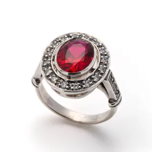 Red Ruby Ring - Victorian Engagement Ring - Antique Princess Ring