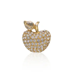 Retro Costume Apple Brooch Pin With Rhinestones