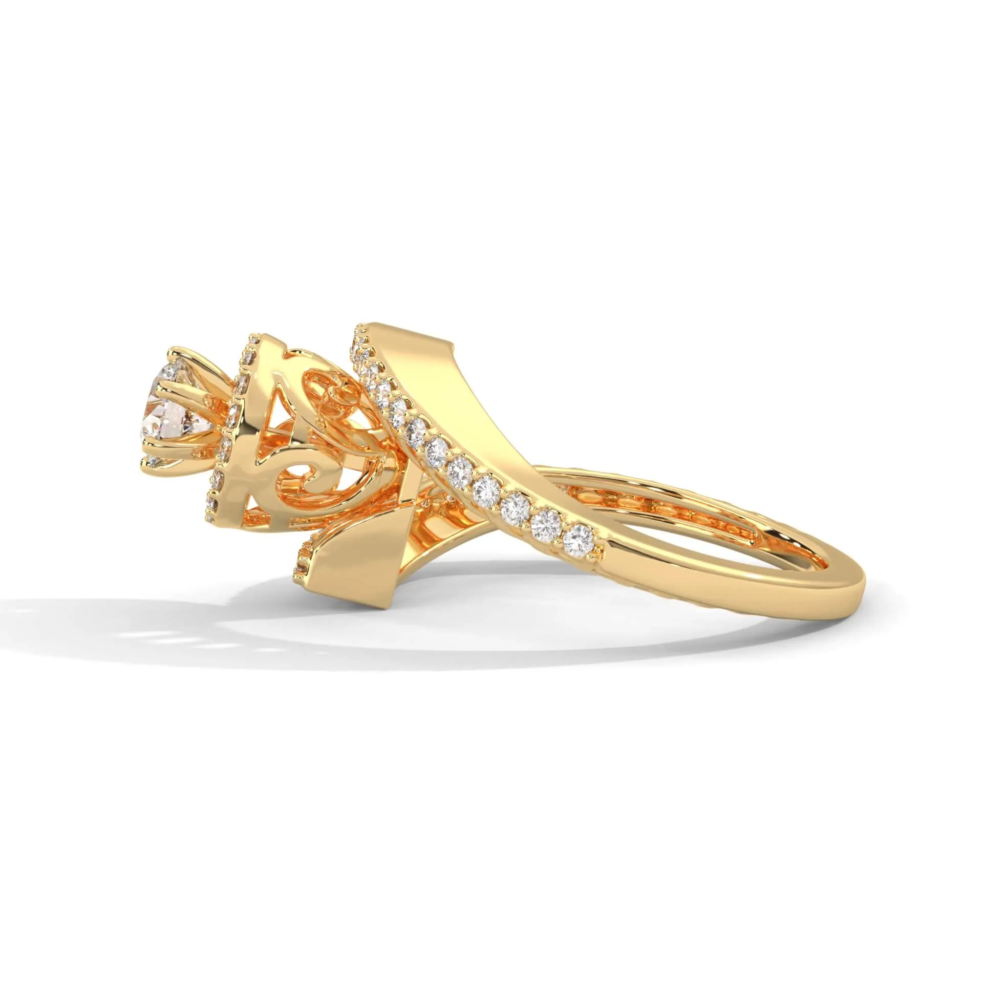 Reya 0.30 carat Solitaire Silver Ring | 22KT Gold Vermeil