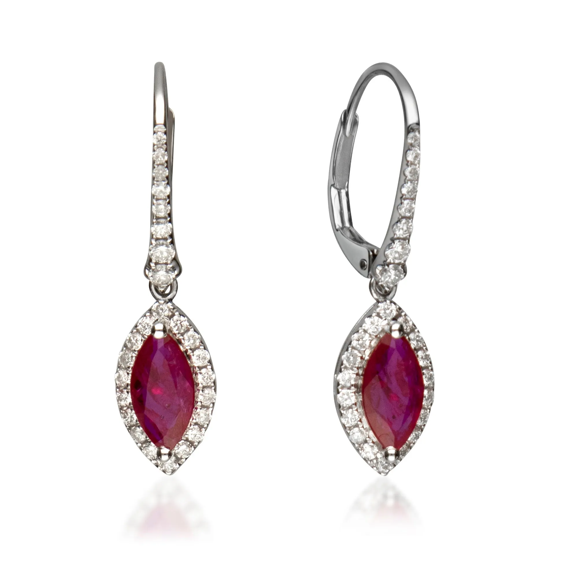 Riley 14K White Gold Marquise-Cut  Mozambique Ruby Earrings