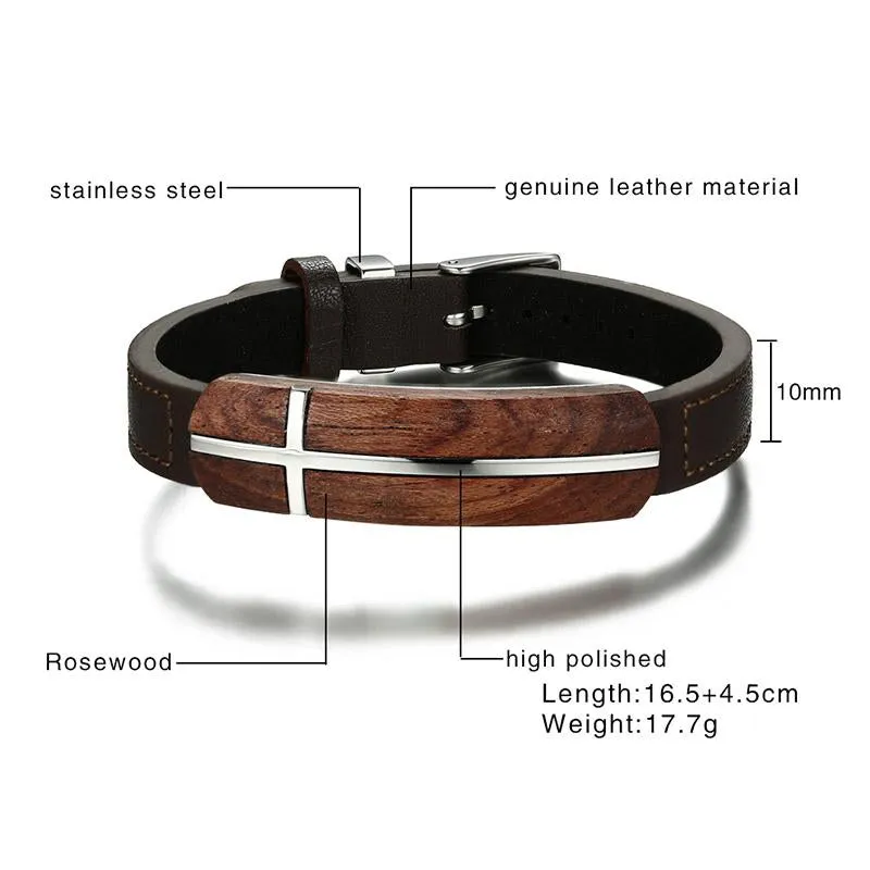 Rosewood Genuine Leather Bracelet