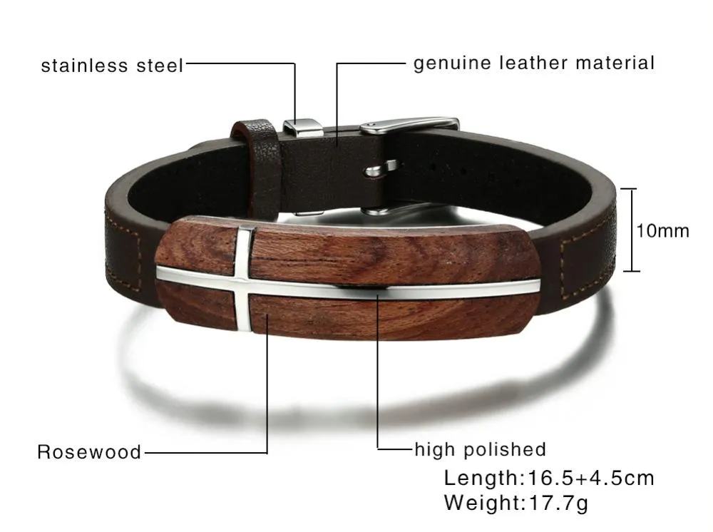 Rosewood Genuine Leather Bracelet