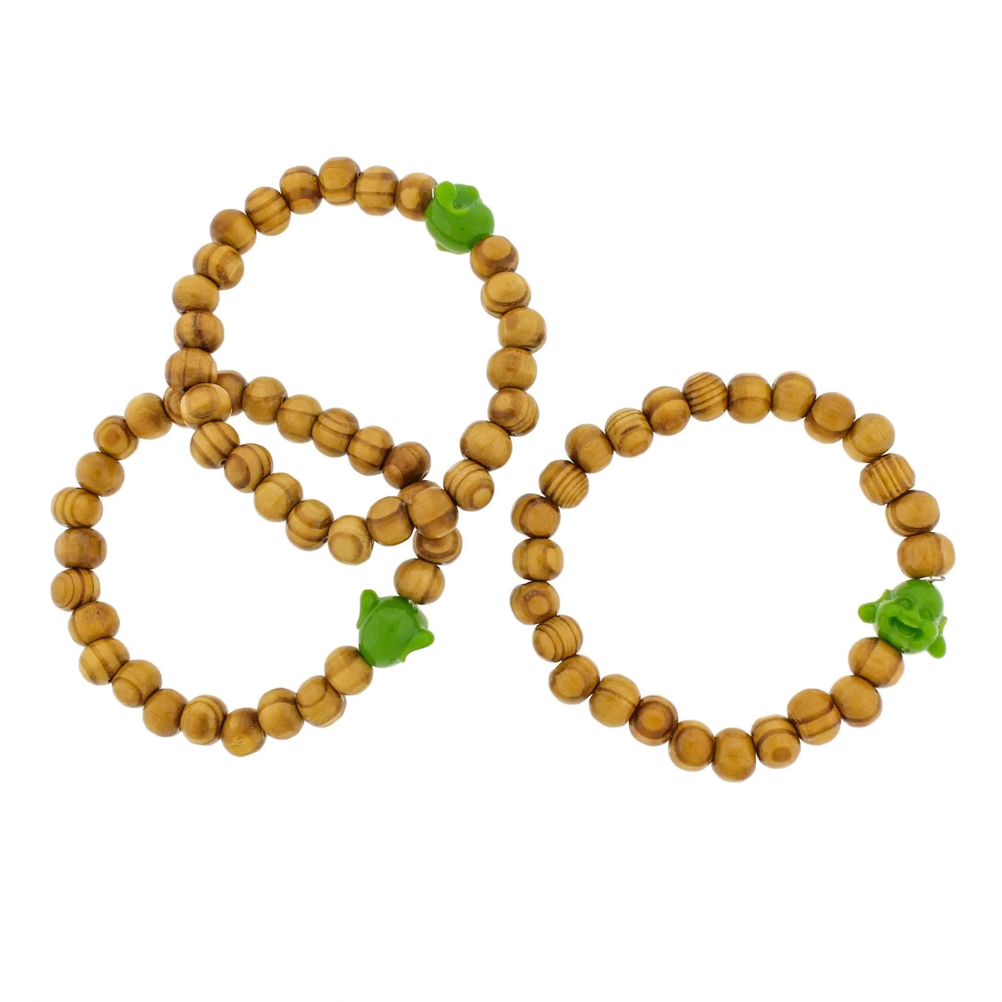 Round Wood Bead Bracelet - 8mm / 43mm - Resin Buddha - Choose Your Color!